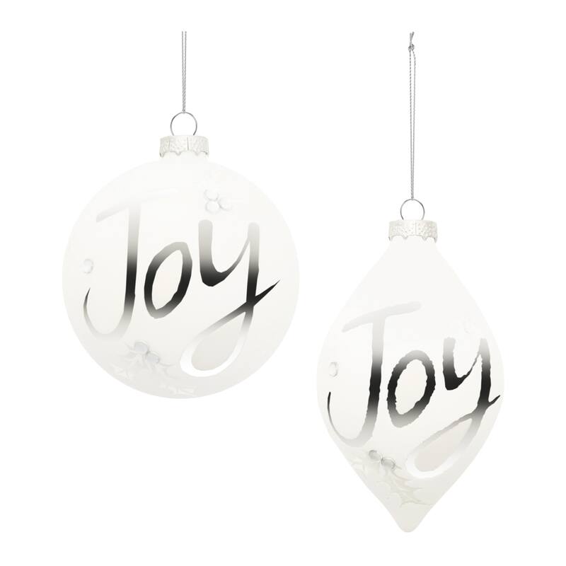 Frosted Glass Joy Ornament (Set of 6) - N/A
