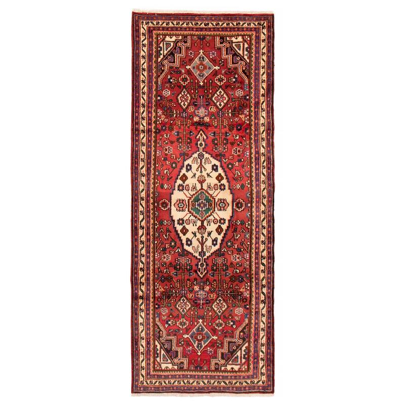 ECARPETGALLERY Hand-knotted Anadol Red Wool Rug - 3'6 x 9'5 - Red - 3'6 x 9'5