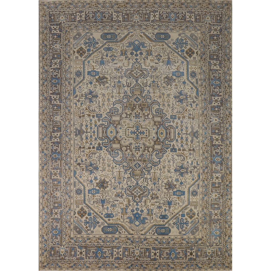 Traditional Tabriz Persian Rug Living Room Hand-Knotted Wool Carpet - 8'4"x 10'9"