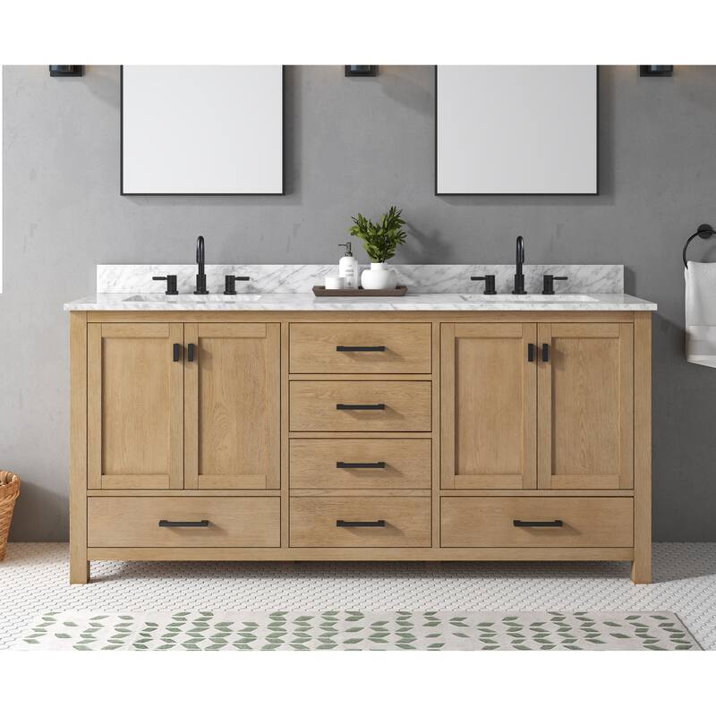 Avanity Modero 73 in. Double Vanity Combo in Matte Black finish and Carrara White Marble Top
