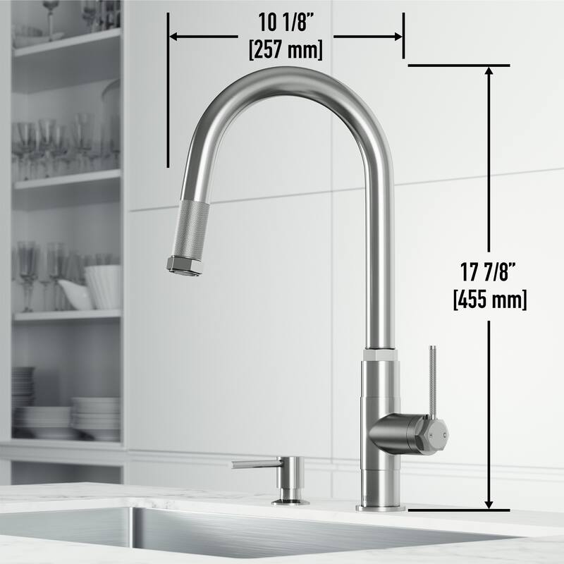 VIGO Hart Arched 18" H Single Handle Pull-Down Kitchen Faucet