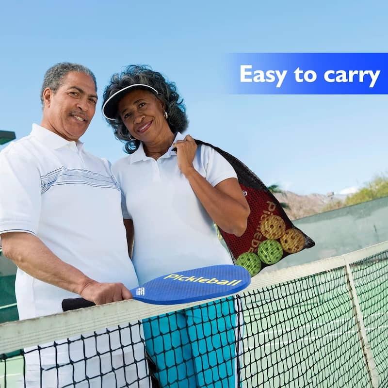 GSE™ Pickleball Paddles Set with 4 Wooden Pickleball Rackets, 3 Indoor & 3 Outdoor Pickleball Balls, Mesh Carrying Bag