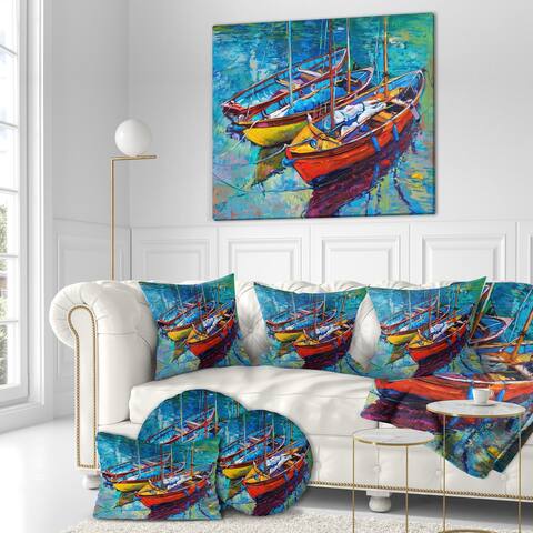 Designart 'Three Fishing Boat ' Sea & Shore Print on Wrapped Canvas
