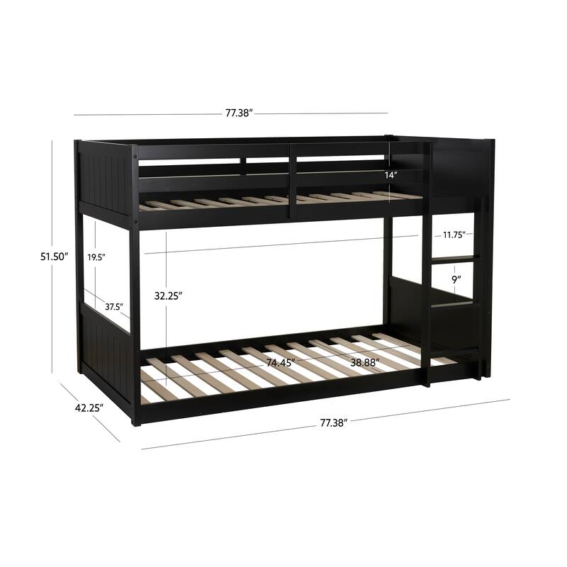 Linon Delphia Low Profile Twin over Twin Bunk Bed