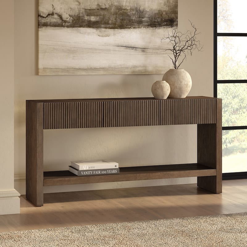 Manzanita 60" Wide Rectangular Solid Wood Fluted Console Table - 60" Wide