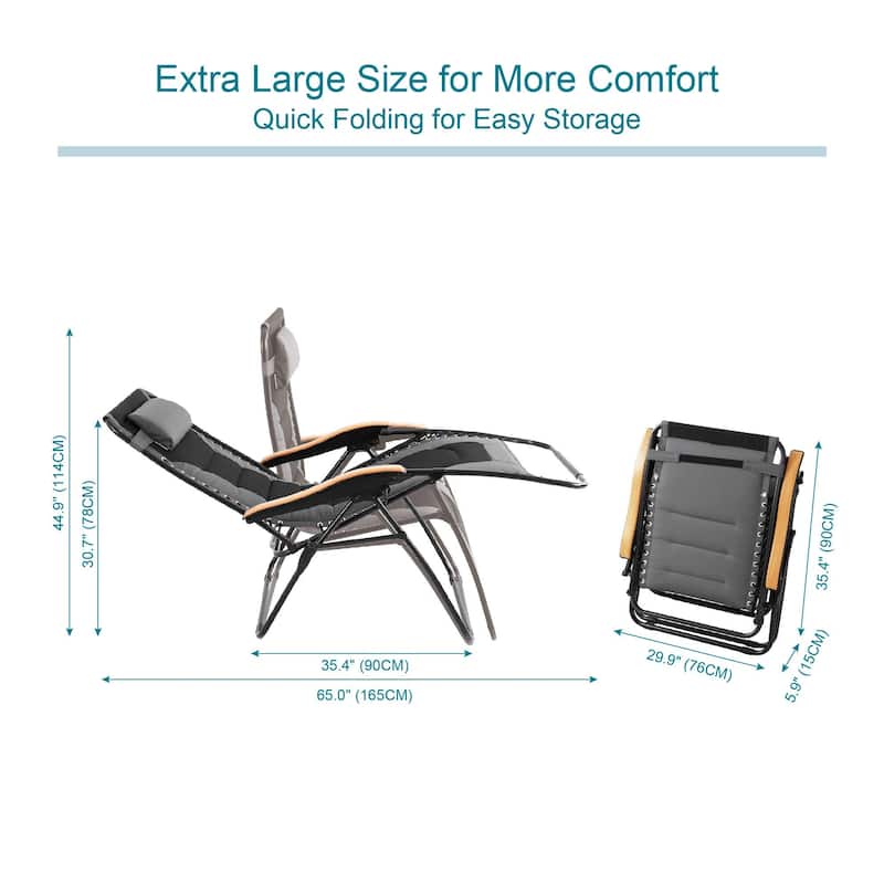 2-piece Padded Oversize XL Padded Zero Gravity Chair