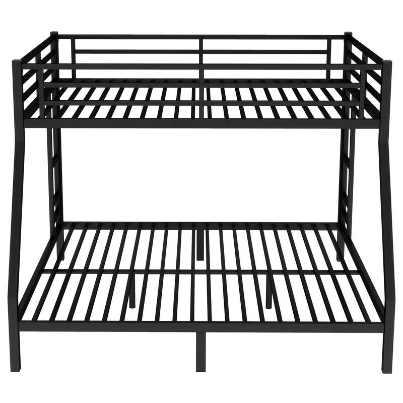 Queen Over King Metal Bunk Bed with Dual Ladders, Underbed Storage, and Noise-Free Design, Heavy-Duty Frame