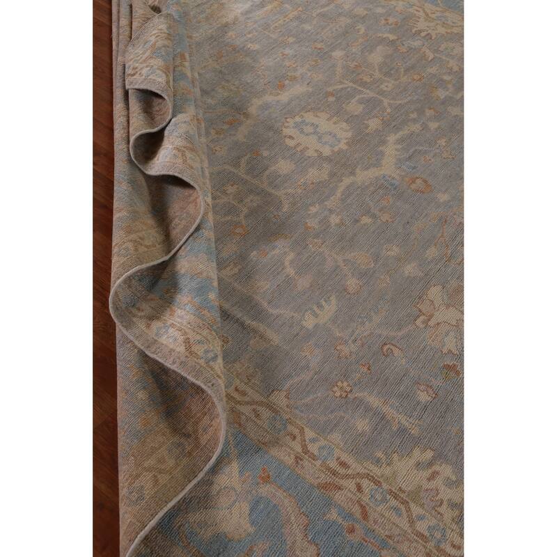 Hand Knotted Oriental 100% Wool Carpet Transitional All-Over Greys & Charcoal Oushak Area Rug - 11' 8'' X 9' 0''