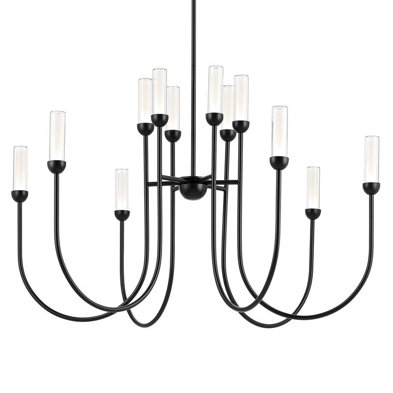 Moraine 40 Inch LED 12 Light 2-Tier Chandelier in Black