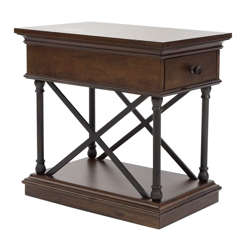 Tribeca Cordovian Brown Drawer Chair Side Table