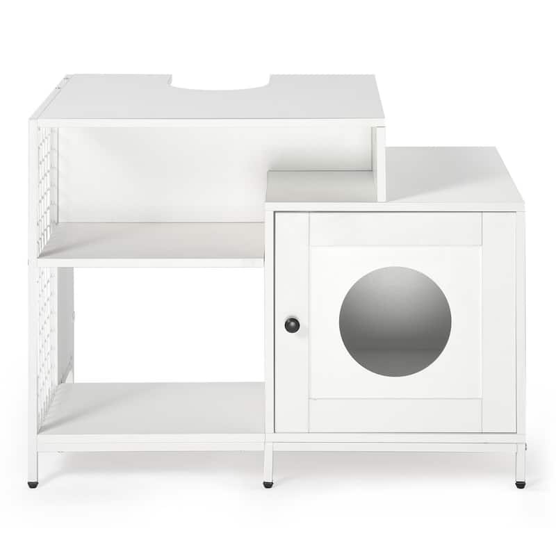 Hidden Cat Litter Box Enclosure with Divider for Large Indoor Cats