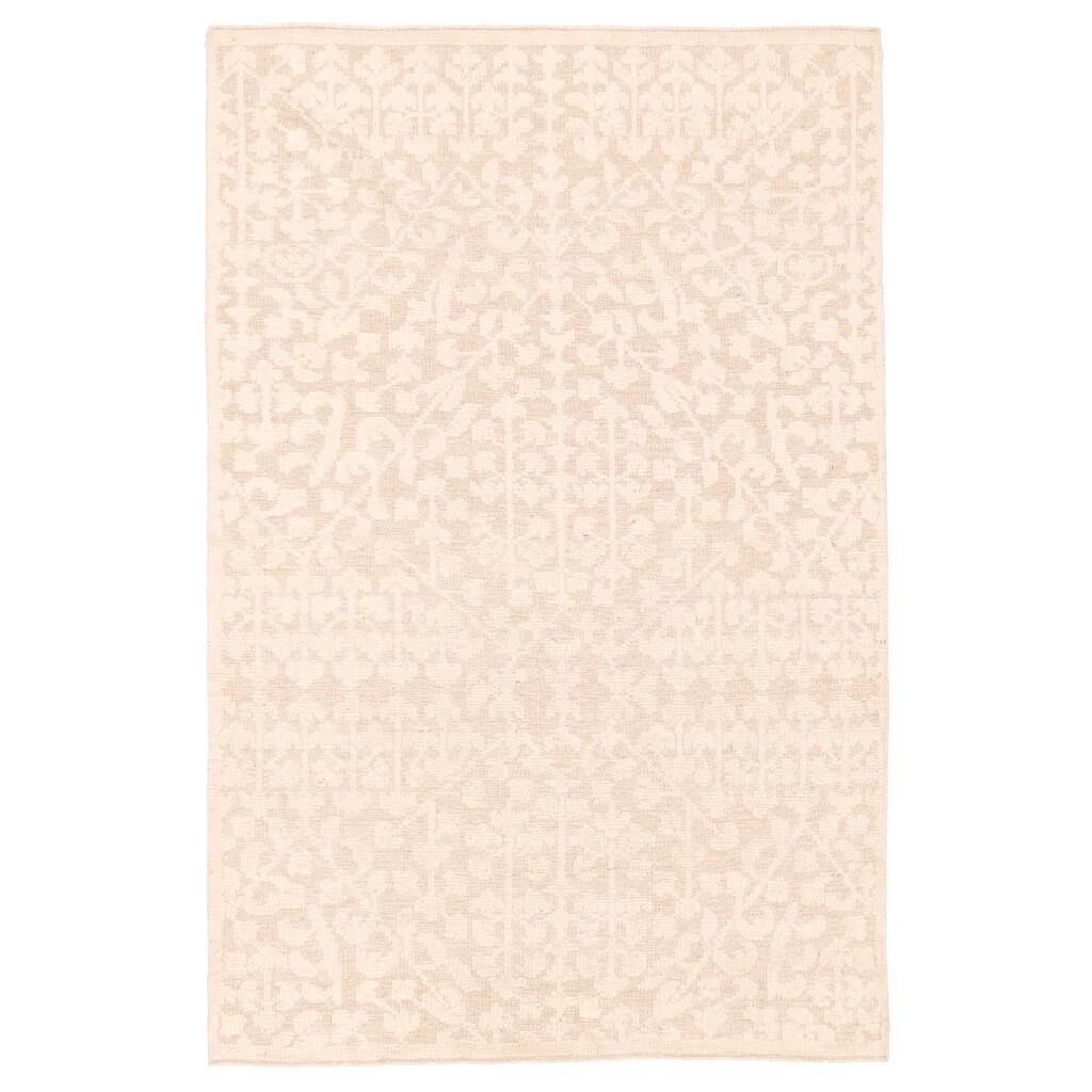 ECARPETGALLERY Hand-knotted Tangier Cream Wool Rug - 5'0 x 7'10