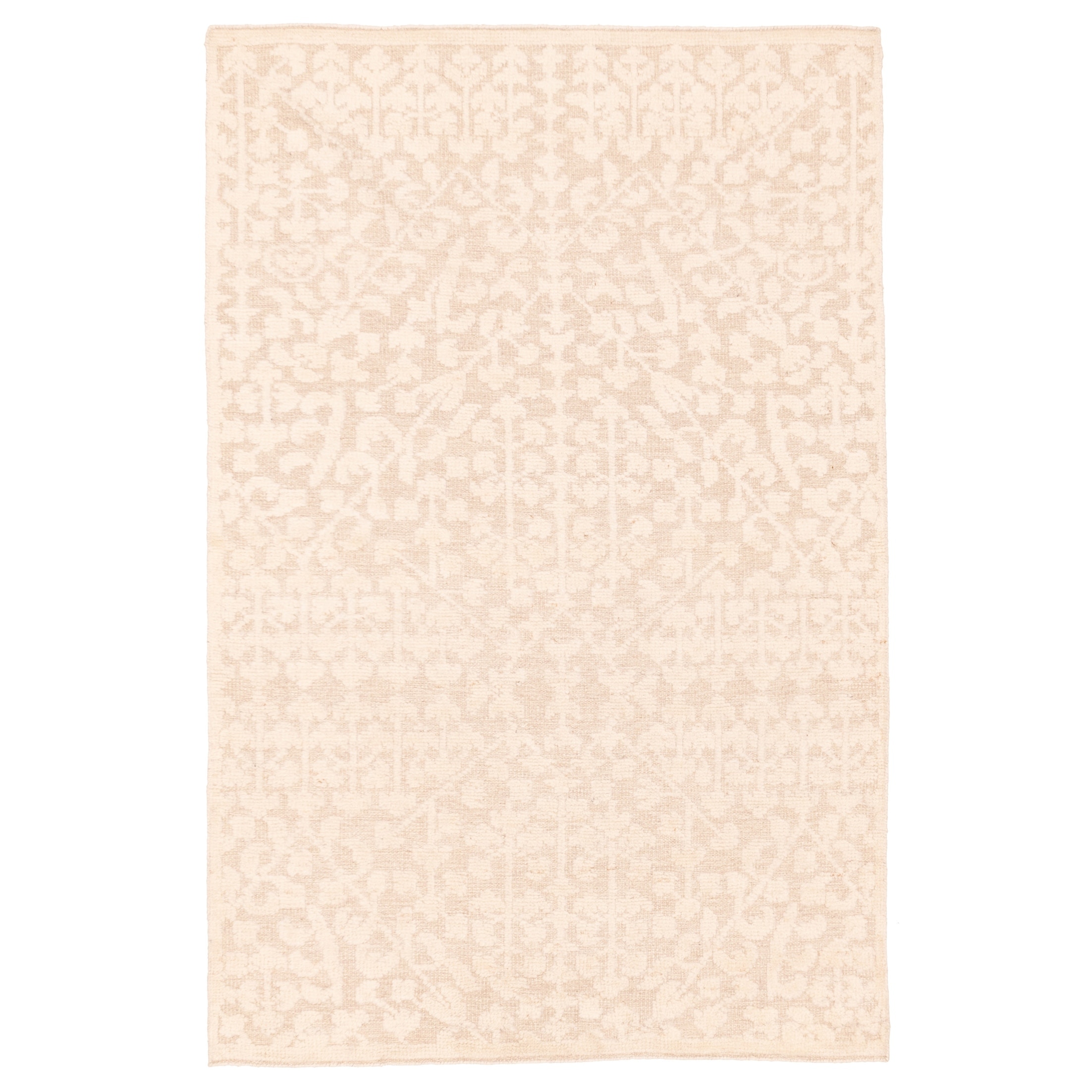 ECARPETGALLERY Hand-knotted Tangier Cream Wool Rug - 5'0 x 7'10