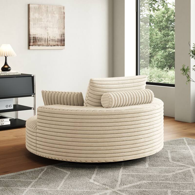 GDFStudio - Lavelle Corduroy 360 Degree Swivel Chair Fluffy Modern Sleeper