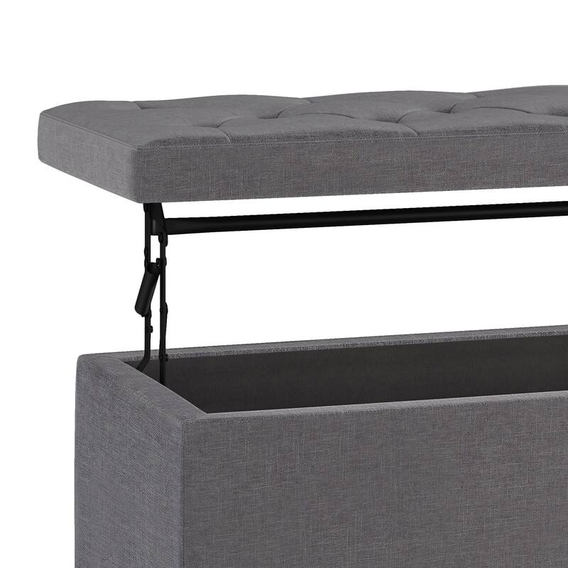Lift Top Rectangular Storage Ottoman - Dark Gray