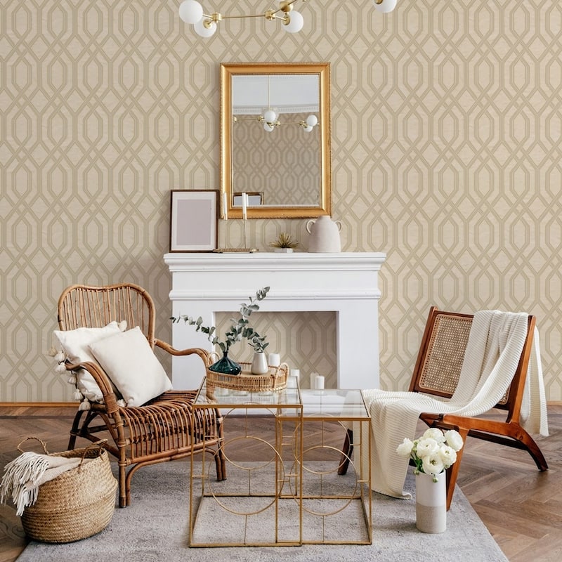 Modern Flocked Geometric Embossed Wallpaper