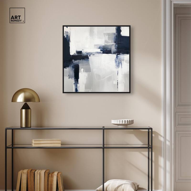 Blue Cascades on Still White Canvas by Art Remedy