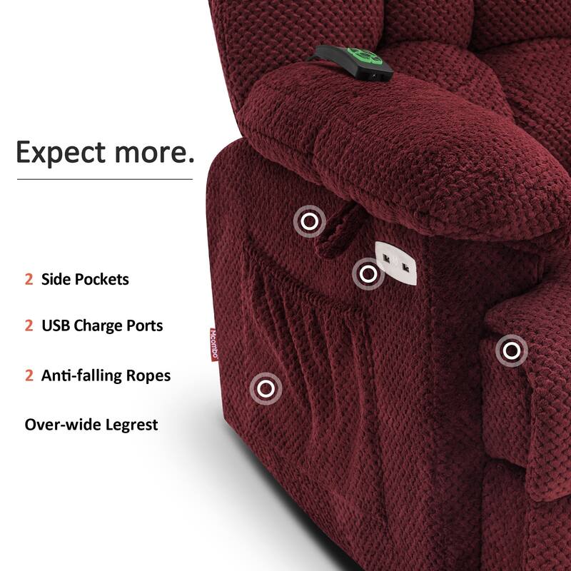 MCombo Power Lift Recliner Chair with Massage, Heat, Adjustable Headrest, Extended Footrest-(PU/Fabric)