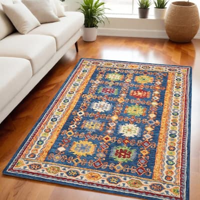 HomeRootsFloral Bohemian Rectangle Area Rug - 90' X '60' X '0.5