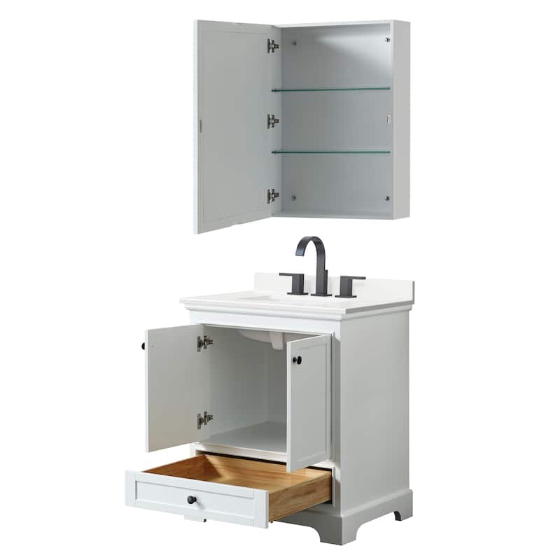 Deborah 30-inch Single Vanity, Quartz Top, Medicine Cabinet