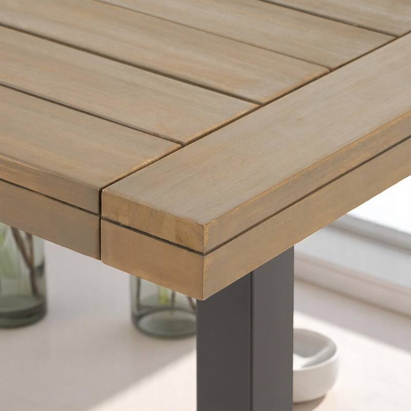 79" Outdoor Dining Table for 8, Industrial Patio Table with Metal Frame, Rectangular Garden Table for Backyard, Deck, or Porch