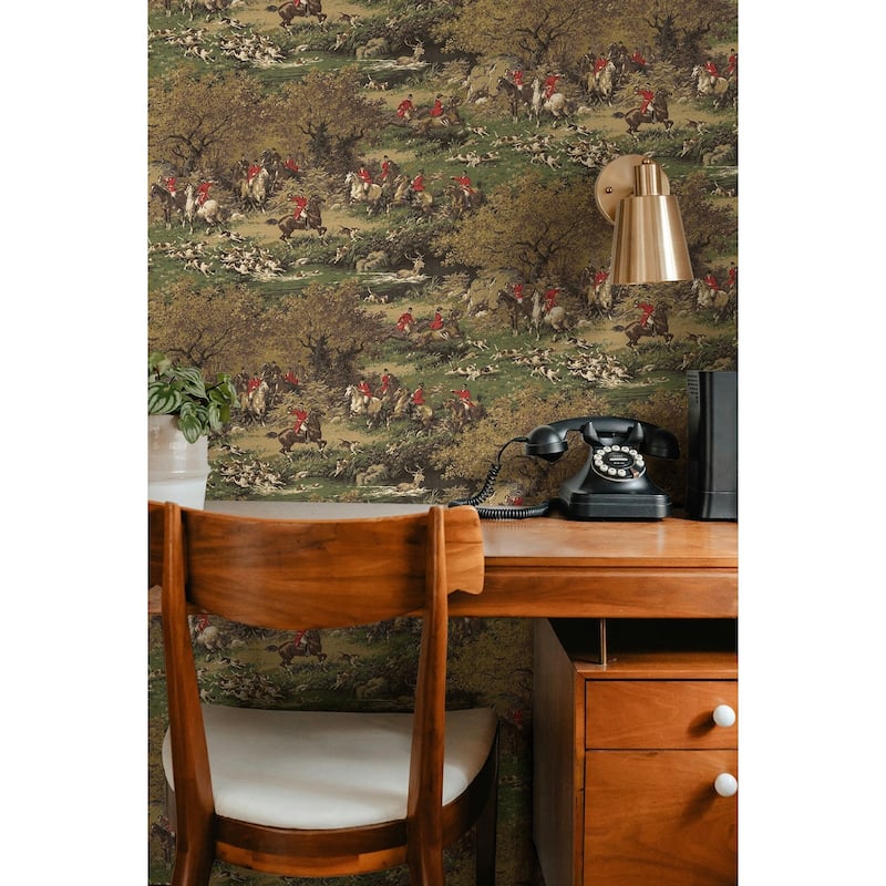 Harry & Grace Taunton Hunt Scene Premium Matte Non-Woven Peel and Stick Wallpaper
