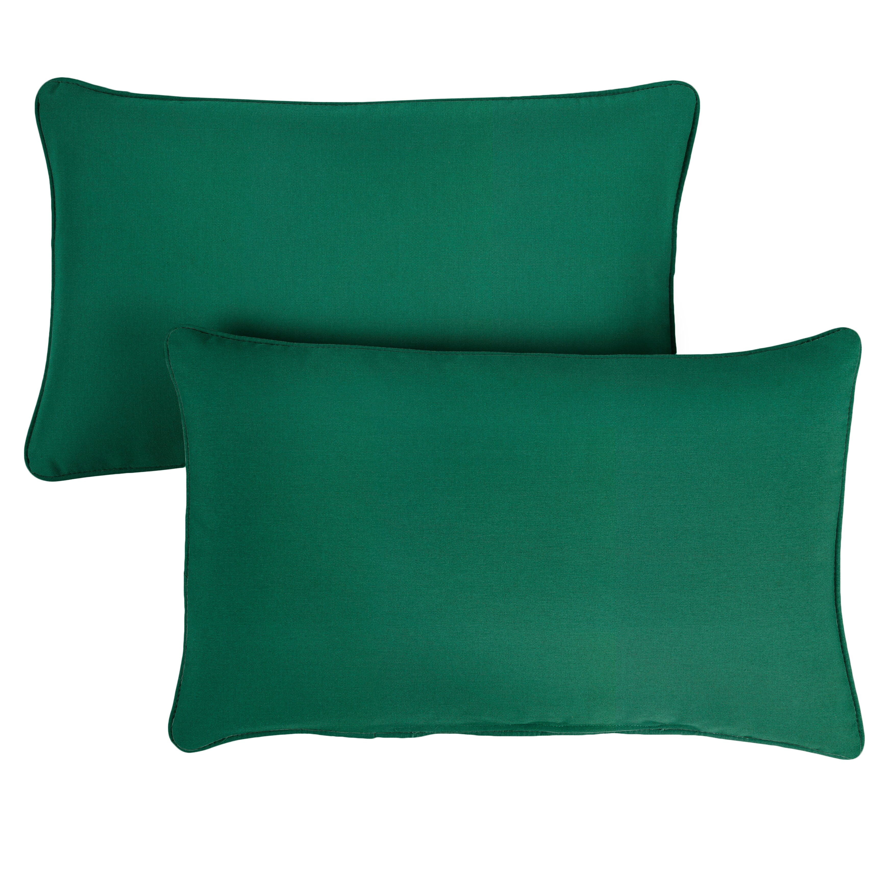 Sunbrella Canvas Forest Green Corded Indoor/ Outdoor Pillow Set