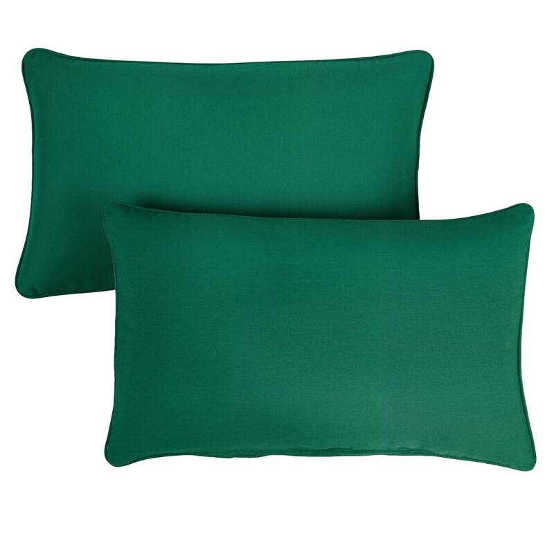 Sunbrella Canvas Forest Green Corded Indoor/ Outdoor Pillow Set - 16 in x 26 in