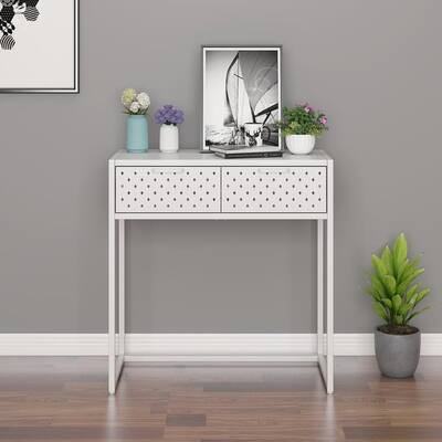 vidaXL Console Table Entryway Table Hall Narrow Side Table with Drawer Steel