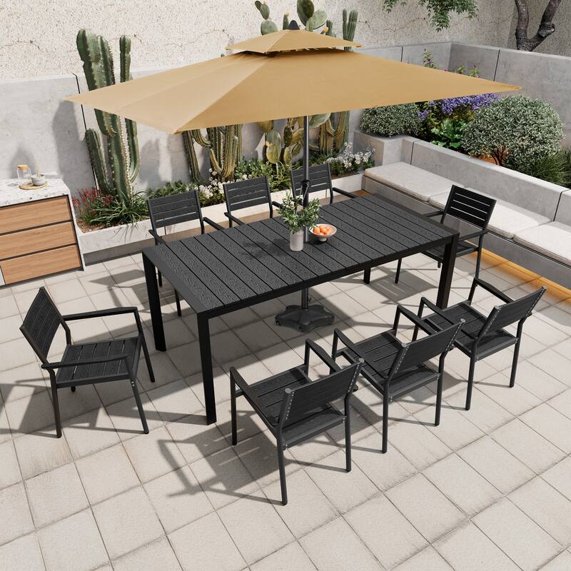 Pellebant Premium Outdoor Patio Aluminum Dining Table with Umbrella Hole
