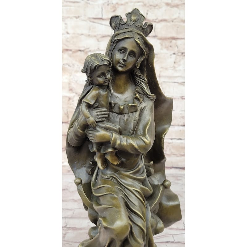 Mother Virgin Mary Madonna Jesus Statue Figurine Bronze Sculpture Home Decor