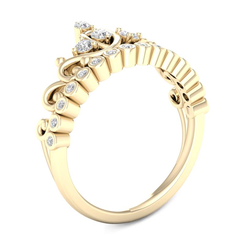 1/4ct TDW Diamond Crown Ring in 10k Gold by De Couer