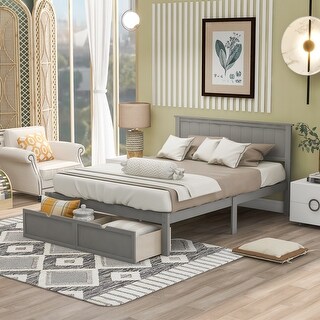 Full Platform Bed with Under-Bed Drawers, Space-Saving Design
