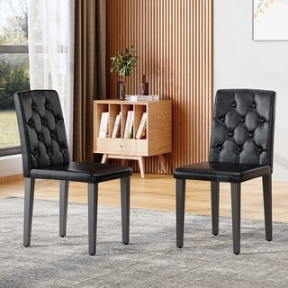2-Pack Pu Dining Chairs, Ergonomic Buckle Backrest, 35 Inches High ...