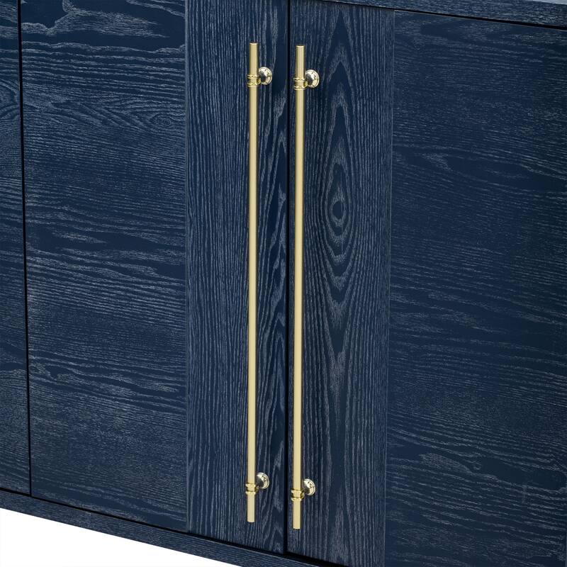 Wood Sideboard with Adjustable Shelves and Gold Handles
