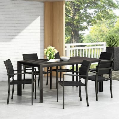 Templin Outdoor Mesh and Aluminum 7 Piece Dining Set by Christopher Knight Home