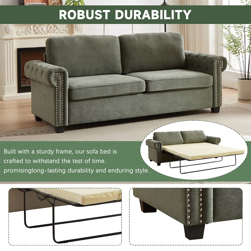 Fabric Convertible Sleeper Sofa Bed with Folding Mattress