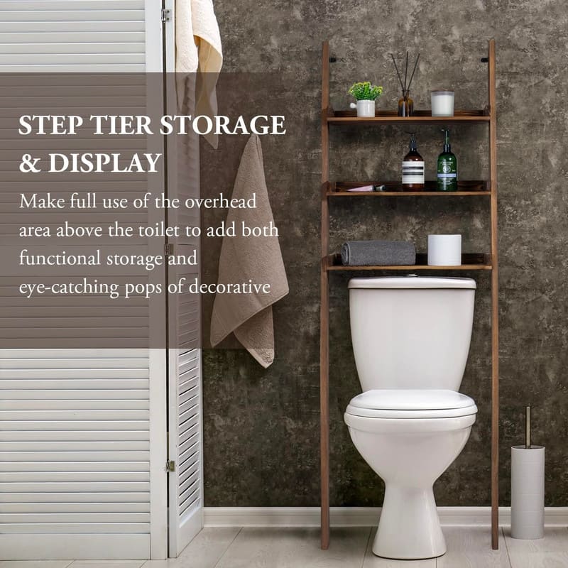 Over The Toilet Decorative Ladder Standing Shelf - 7.75"D x 23.25"W x 66.5"H