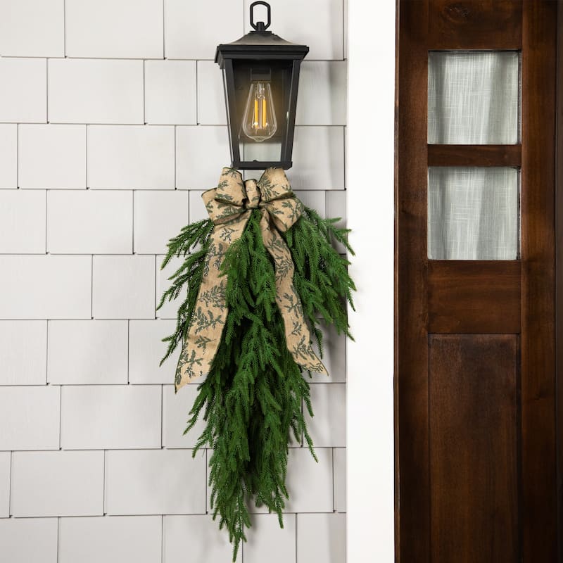 Norfolk Pine Artificial Christmas Teardrop Swag - 28"