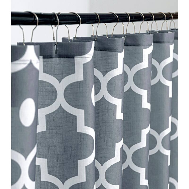 Textured Fabric Shower Curtain, 72"x72", Dark Grey Morocco Print