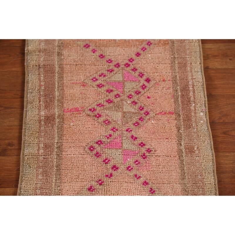 Hand Knotted Oriental 100% Wool Carpet Transitional Tribal Peach Anatolian Area Rug - 2' 6'' X 1' 6''