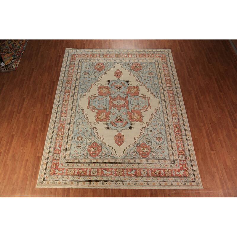 Vegetable Dye Heriz Serapi Rug Hand-Knotted Oriental Wool Carpet - 10'2"x 12'5"