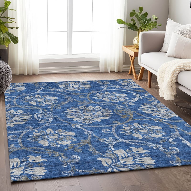 Premium Washable Super Soft Persian Floral Mayfield Rug - Blue - 3' x 5' - Rectangle