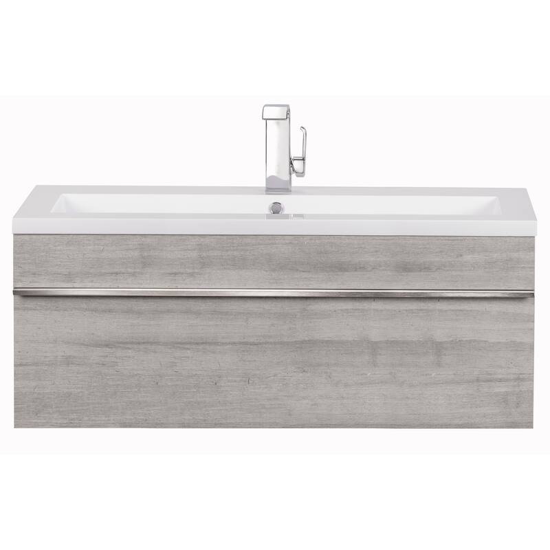 Trough Collection 42" Wall Mount Cultured Marble Top Bathroom Vanity with Sink and Drawer - 42" - Wood Finish - Soho