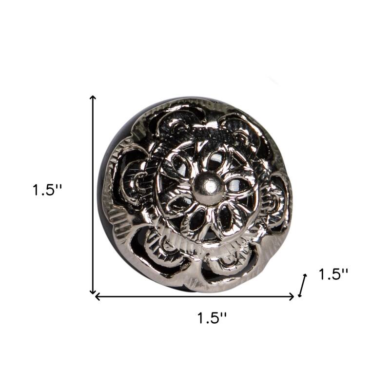 Set of 8 Decorative Black and Silver Cabinet Knobs for Furniture - 1.50” x 1.50” x 1.50”