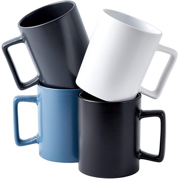 Bruntmor Modern Matte Large 16 Oz Ceramic Coffee Mug Set Of 4 Cups For Coffee, With Modern 