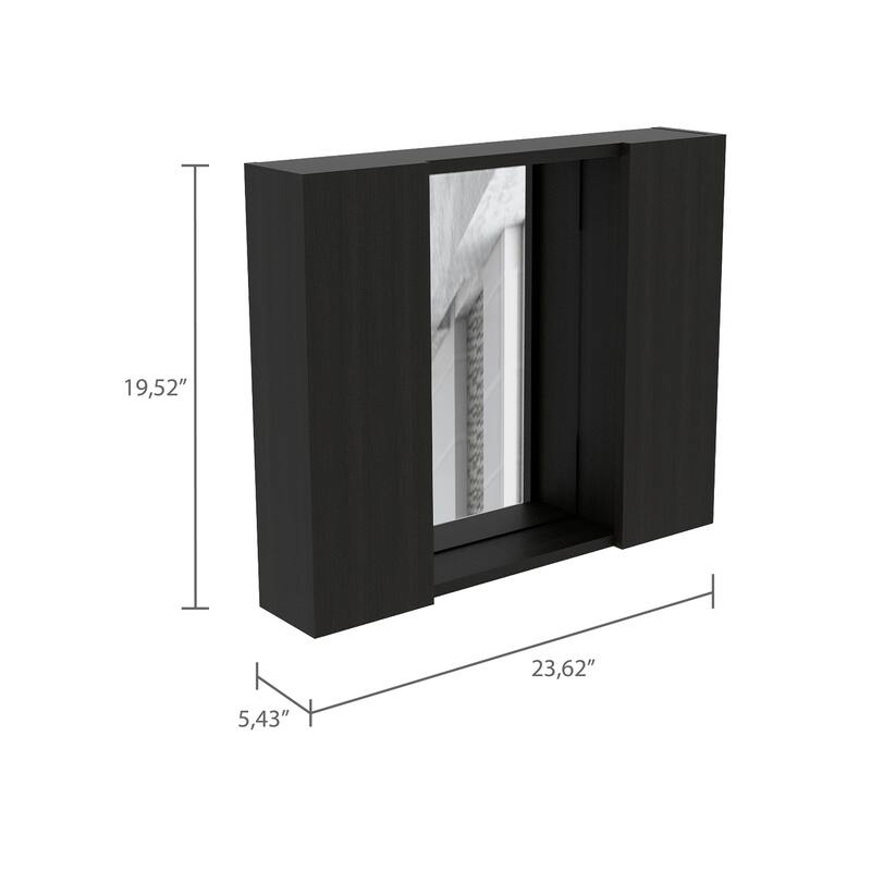 2-Door Medicine Cabinet with Mirror, Bathroom Wall Cabinet with Open Shelf
