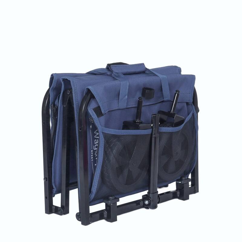 All-in-One Convertible Folding Utility Trolley with 4 Wheels, Bench Seat & Dog Leash