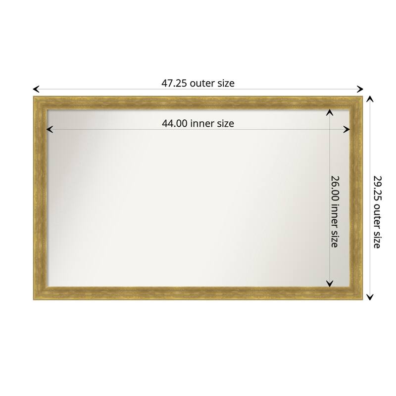 Angled Gold Framed Non-Beveled Custom Wall Mirror, Bathroom Vanity Mirror