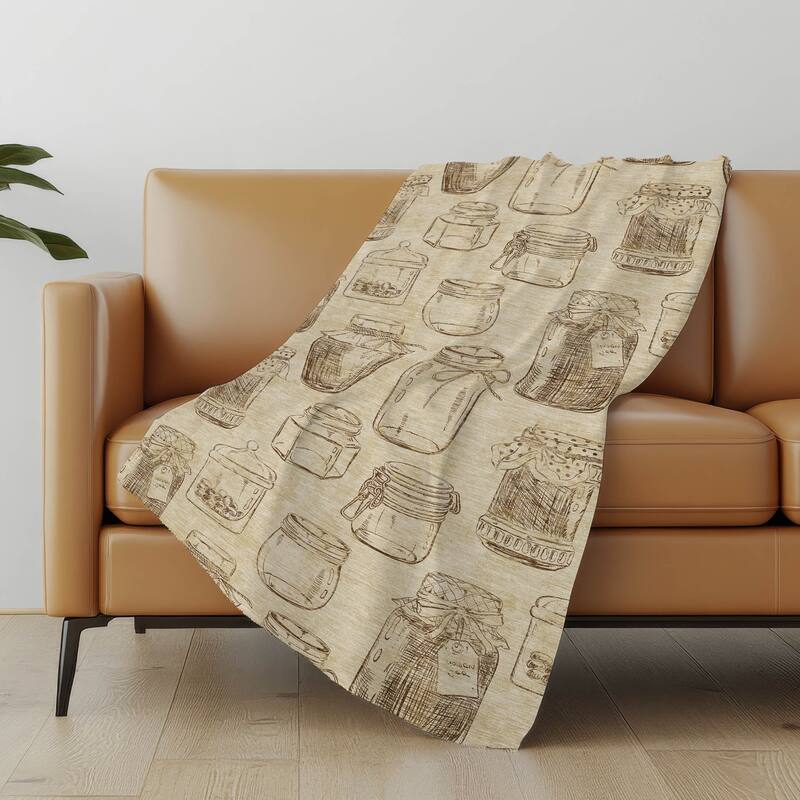 Premium Machine Washable ASB173 Modern Pantry Sherpa Throw Blanket - Beige - 4'2" x 5'10"
